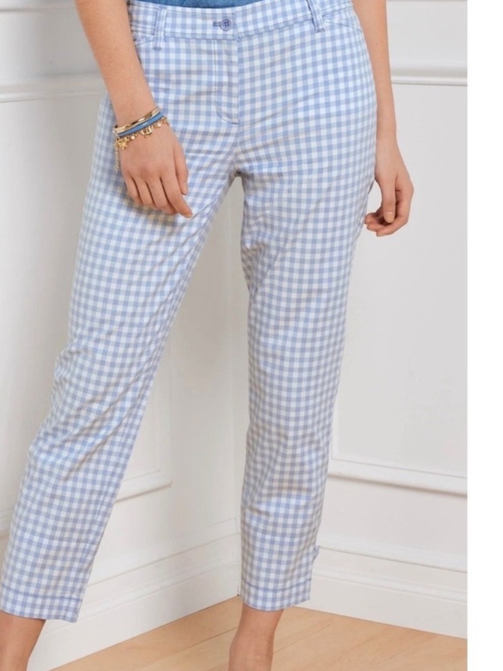Talbots Blue & White Gingham Capri Pants